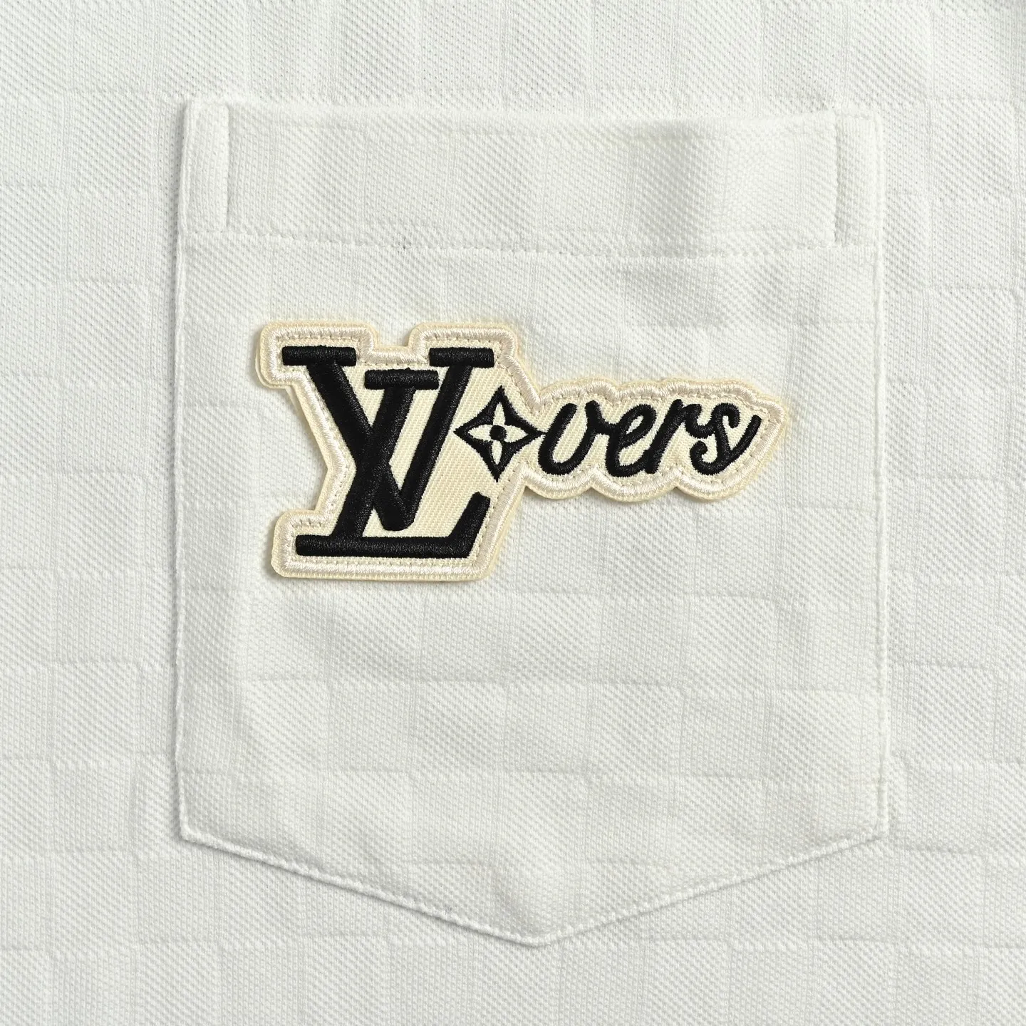 Louis Vuitton/Louis Vuitton checkerboard letter patch pocket short sleeves